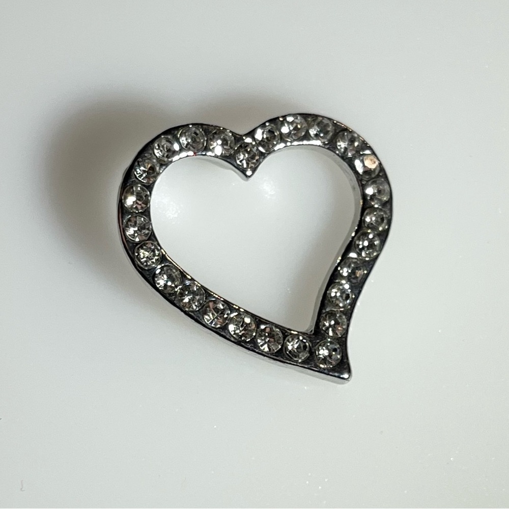 Silvertone Rhinestone Heart Pendant - Picture 2 of 15